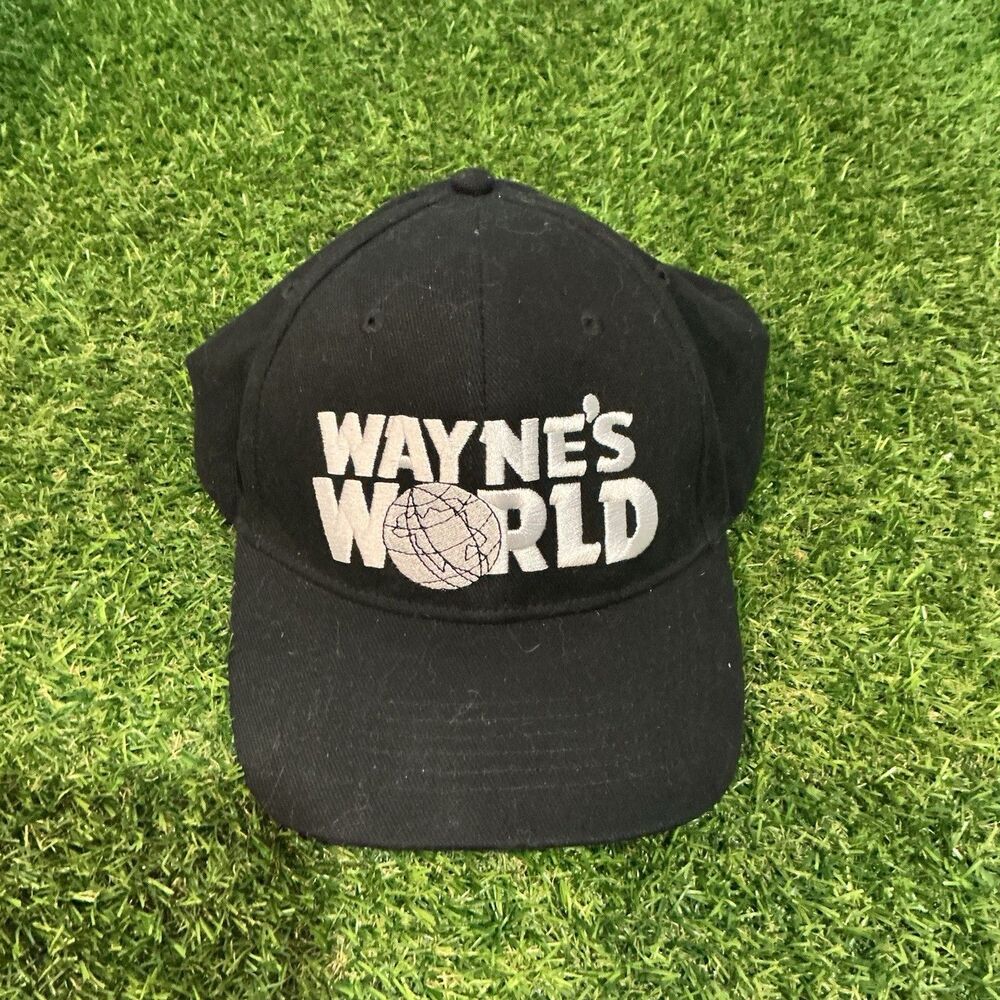 Wayne’s World Black Snapback Hat Embroidered Logo Adjustable Baseball Cap
